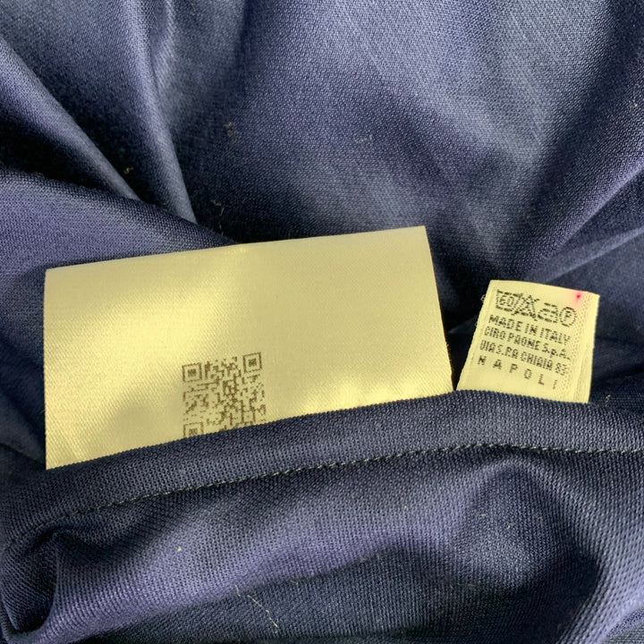 KITON Size XL Blue Cotton Half Placket Polo
