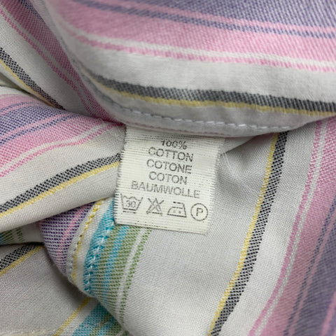 ROBERT GRAHAM Size L White Multi Color Stripe Cotton Button Up Long Sleeve Shirt