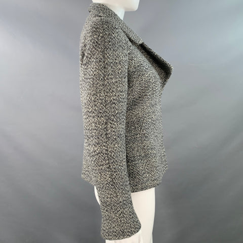 ALEXANDER MCQUEEN Size 4 Grey Black Wool Blend Boucle Single Breasted Jacket
