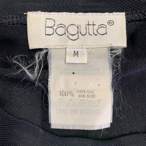 BAGUTTA Size M Black Stripe Silk Short Sleeve T-shirt