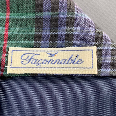 FACONNABLE Green Purple Plaid Cotton Tie