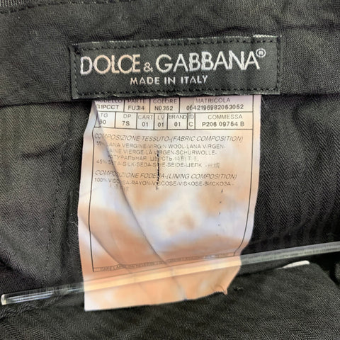 DOLCE & GABBANA Size 30 Charcoal Grey Wool Silk Flat Front Zip Fly Dress Pants