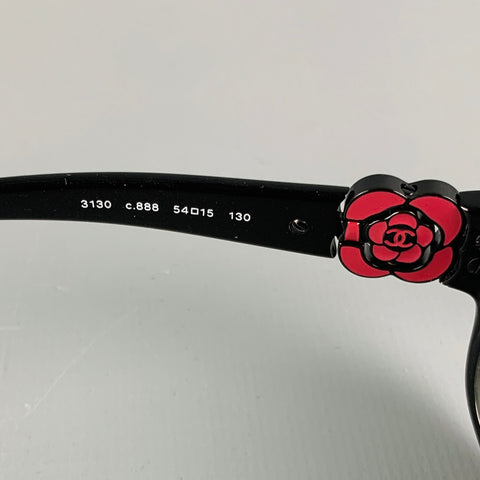 CHANEL Black Red Camellia Sunglasses Frames