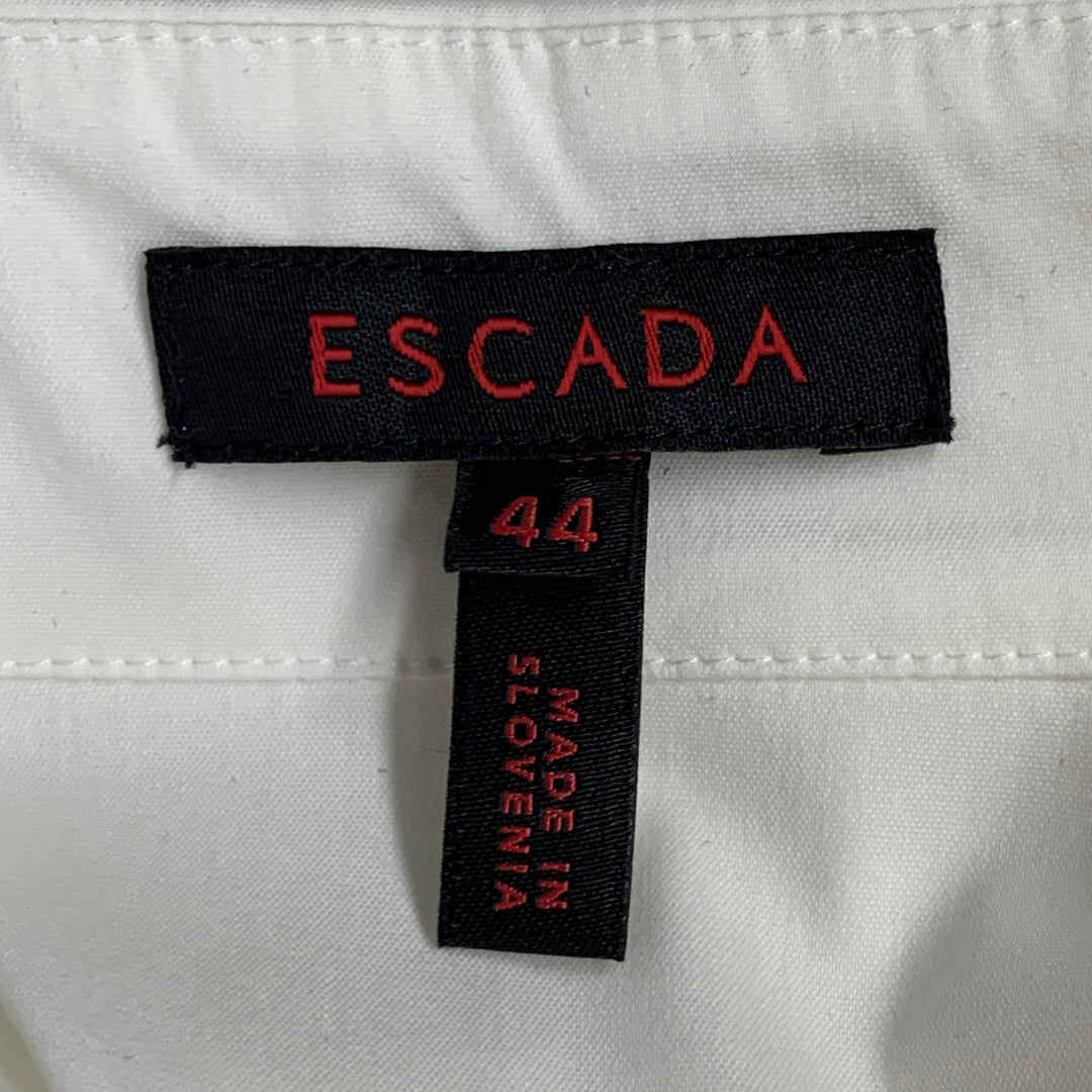 ESCADA Size XL Cream Cotton Blend Pleated Sleeveless Shirt