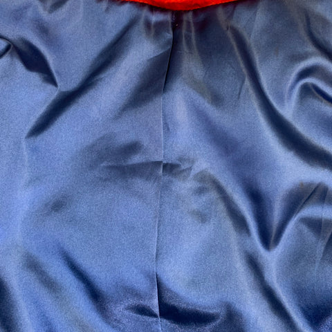 HEURUEH Size S Red Blue White Acrylic Blend Abstract Faux Fur Cropped Jacket