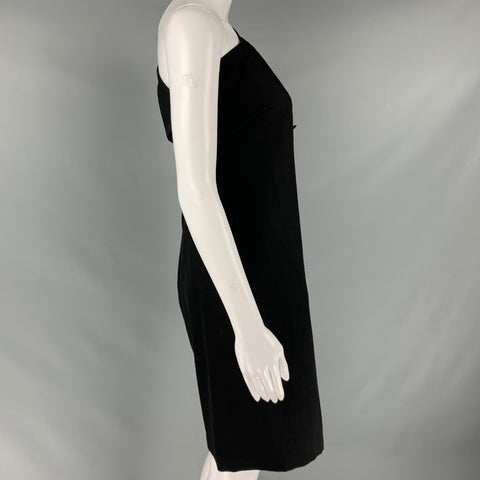 COMME des GARCONS 1980s Size S Black Wool Knee Length One Shoulder Dress