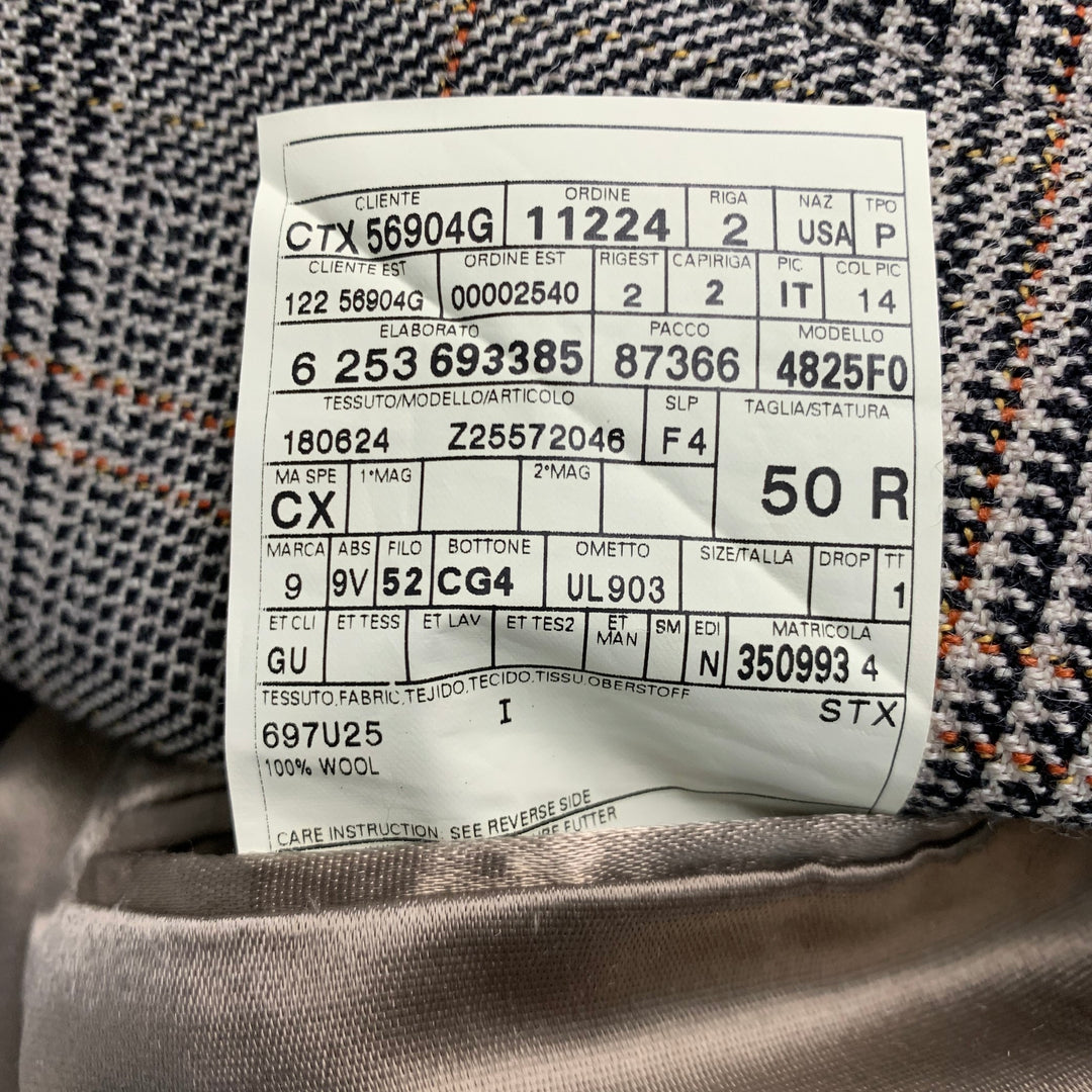 GUCCI Size 40 Tan Black Beige Plaid Wool Double Breasted Coat