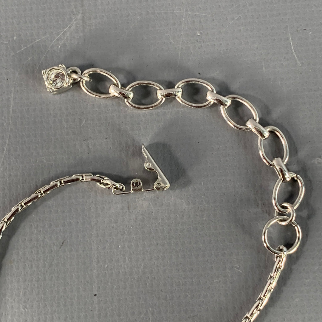 SWAROVSKI Silver Blue Crystal Metal Chain Necklace
