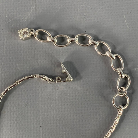 SWAROVSKI Silver Blue Crystal Metal Chain Necklace