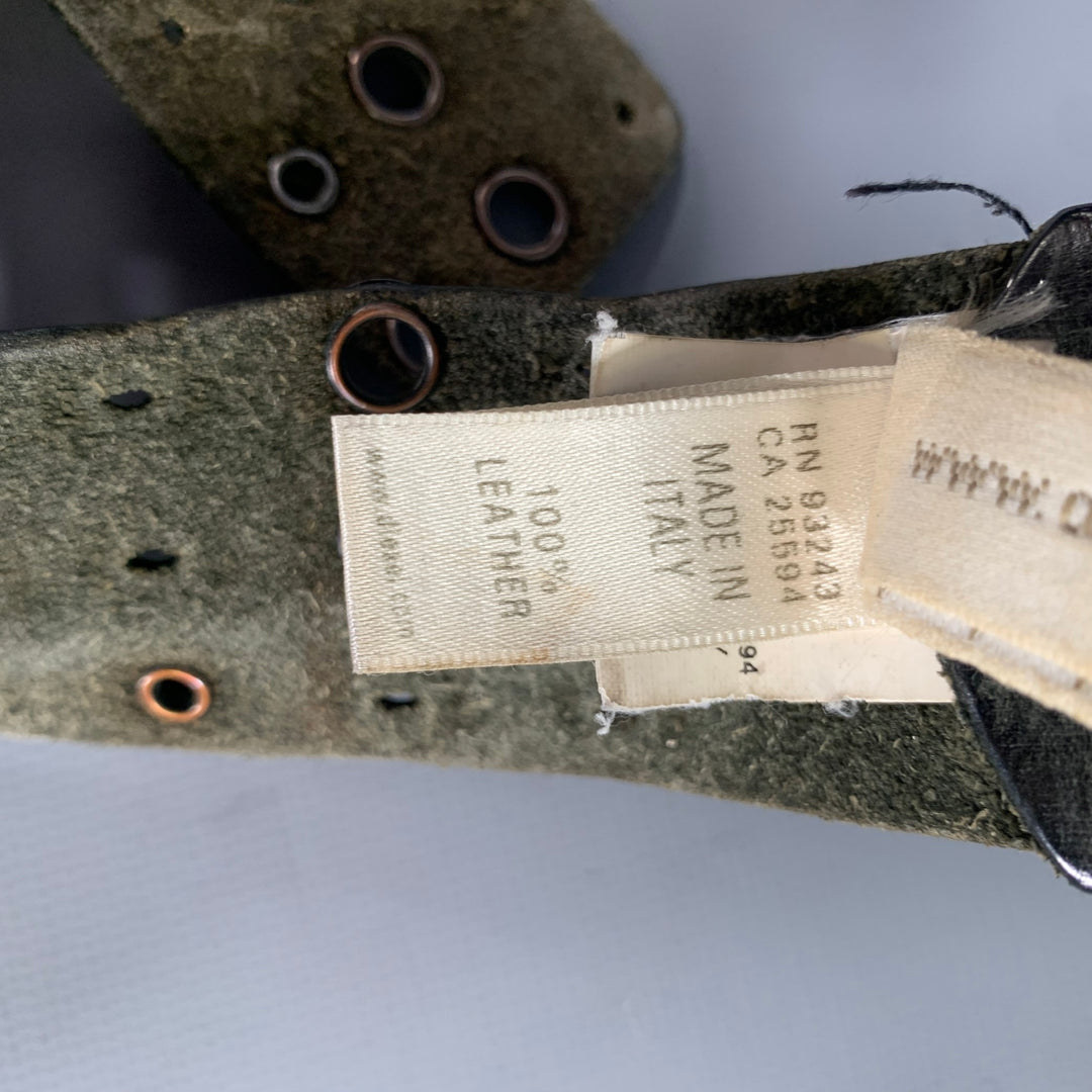 DIESEL Size One Size Black Brass Distressed Leather Belt