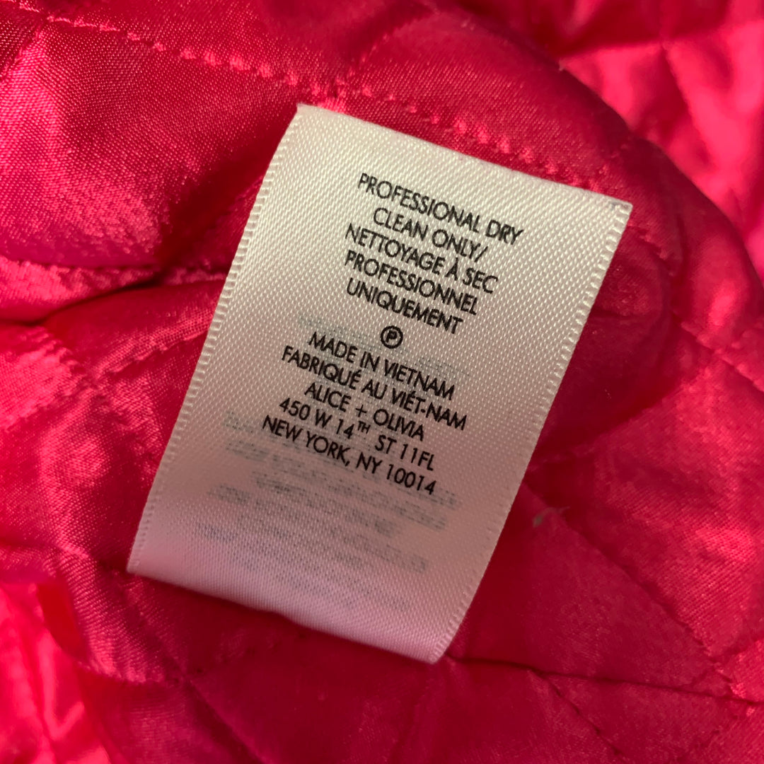 ALICE + OLIVIA Size M Pink Polyester Textured Faux Fur Jacket