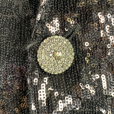 BILLIONAIRE COUTURE Size 48 Black Sequined Polyester Peak Lapel Sport Coat