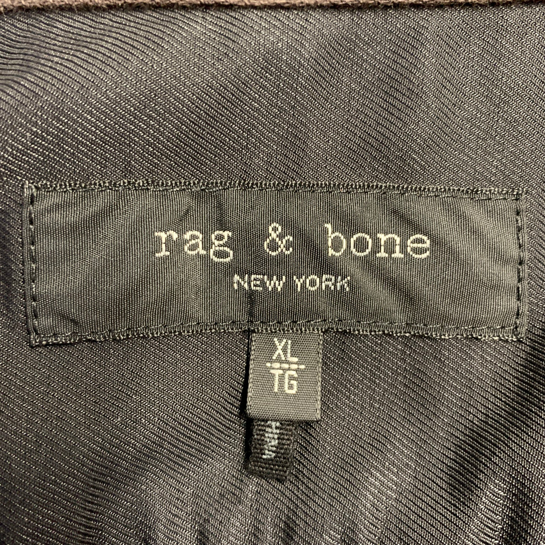 RAG & BONE Size XL Brown Twill Cotton Spread Collar Long Sleeve Shirt