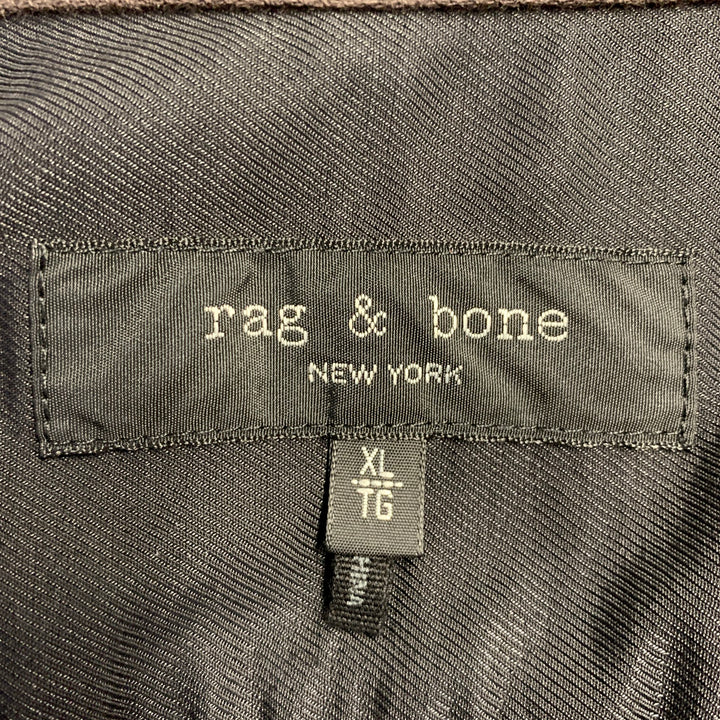 RAG & BONE Size XL Brown Twill Cotton Spread Collar Long Sleeve Shirt