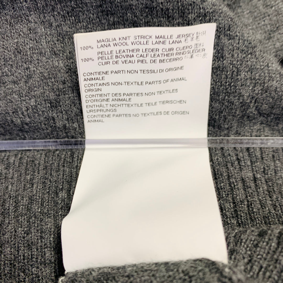 MAISON MARGIELA Size M Grey Brown Wool Suede Elbow Patches Sweater