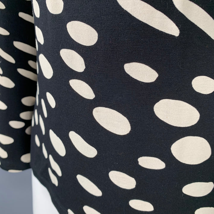 MARIMEKKO Size M Black White Jersey Dots Mock Neck Pullover