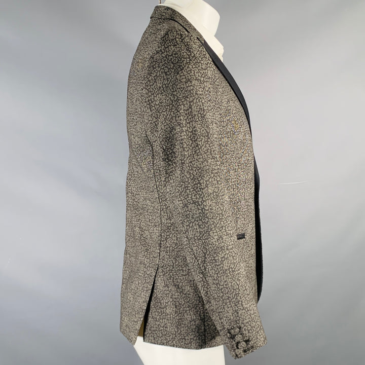 THE KOOPLES Size 38 Grey Black Cotton Blend Peak Lapel Sport Coat