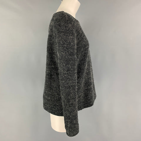 LOES HINSE Size L Grey Silver Metallic Boat Neck Pullover
