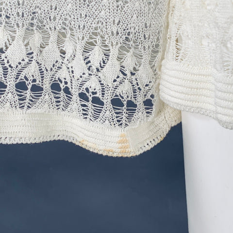 VINTAGE Size M Cream Lace Long Sleeve Casual Top