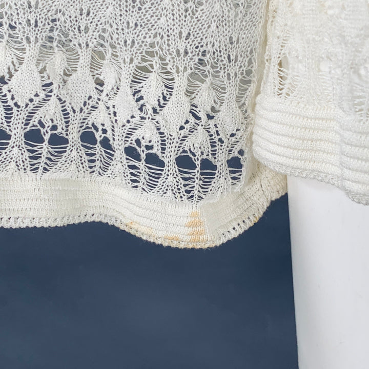 VINTAGE Size M Cream Lace Long Sleeve Casual Top