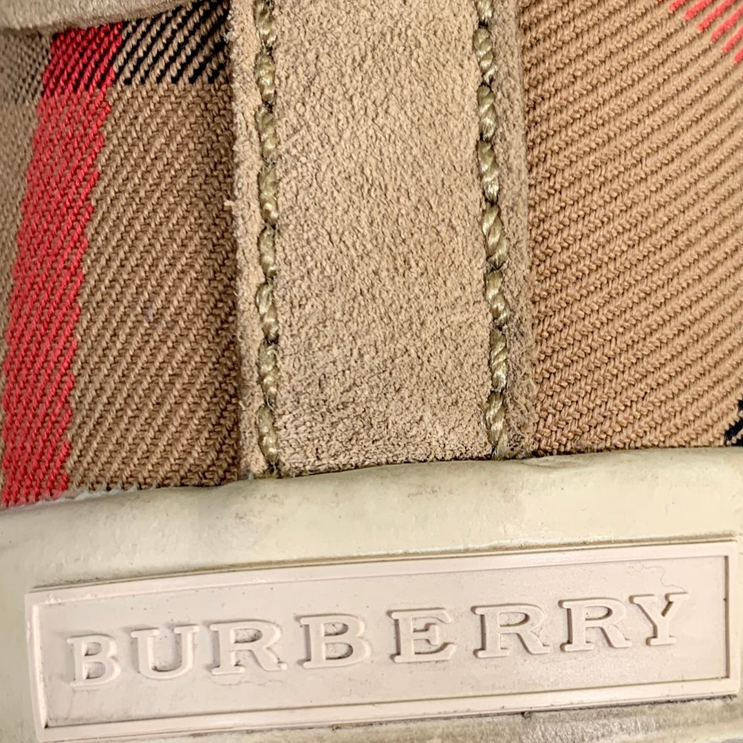 BURBERRY Size 10 Tan Brown Plaid Low Top Sneakers