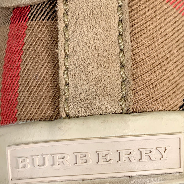 BURBERRY Size 10 Tan Brown Plaid Low Top Sneakers
