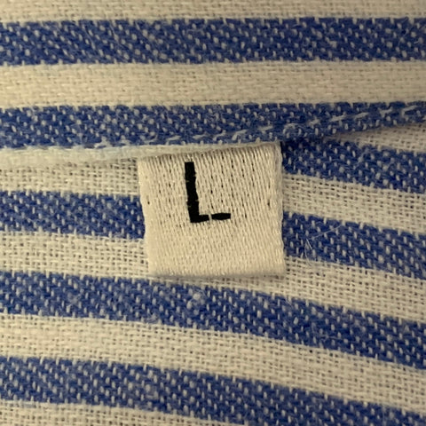 ADAM KIMMEL Size L Blue White Stripe Camp Long Sleeve Shirt
