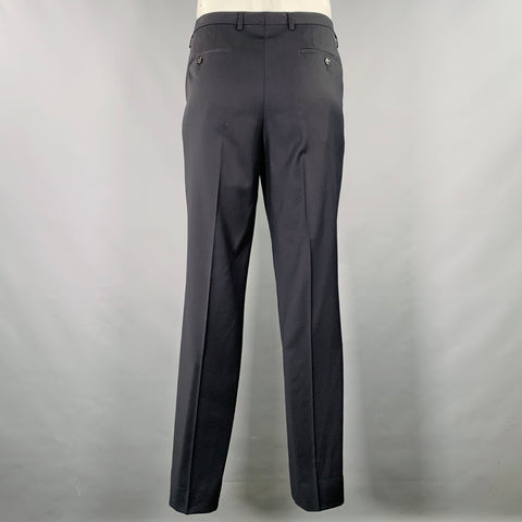 BOSS by HUGO BOSS Size 35 Navy Virgin Wool Flat Front Dress Pants