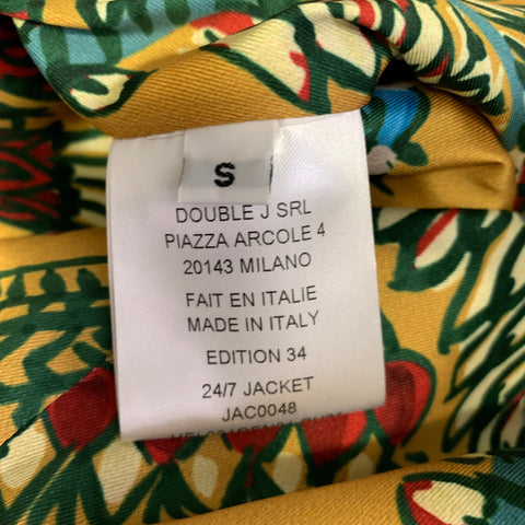 LA DOUBLEJ Size S Teal Mustard Cotton Geometric Jacket