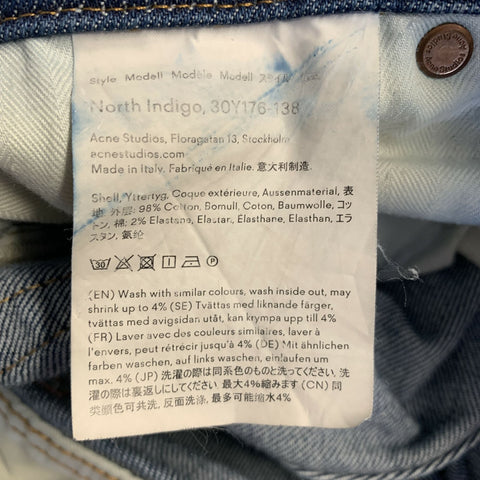 ACNE STUDIOS Taille S Jean Slim Effilé en Coton Sergé / Élasthanne Indigo