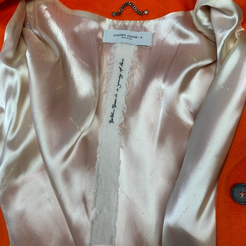 GOLDEN GOOSE Size M Orange Wool Blend Notch Lapel Coat
