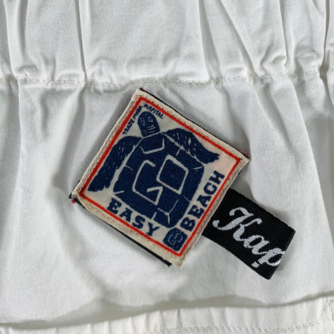 KAPITAL Size S -Easy Beach Go- White Cotton Drop Crotch Casual Pants