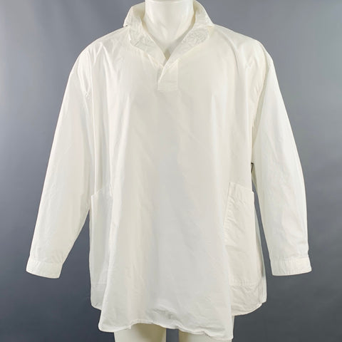 LOLO LIKE Size M White Cotton Club Collar Pullover