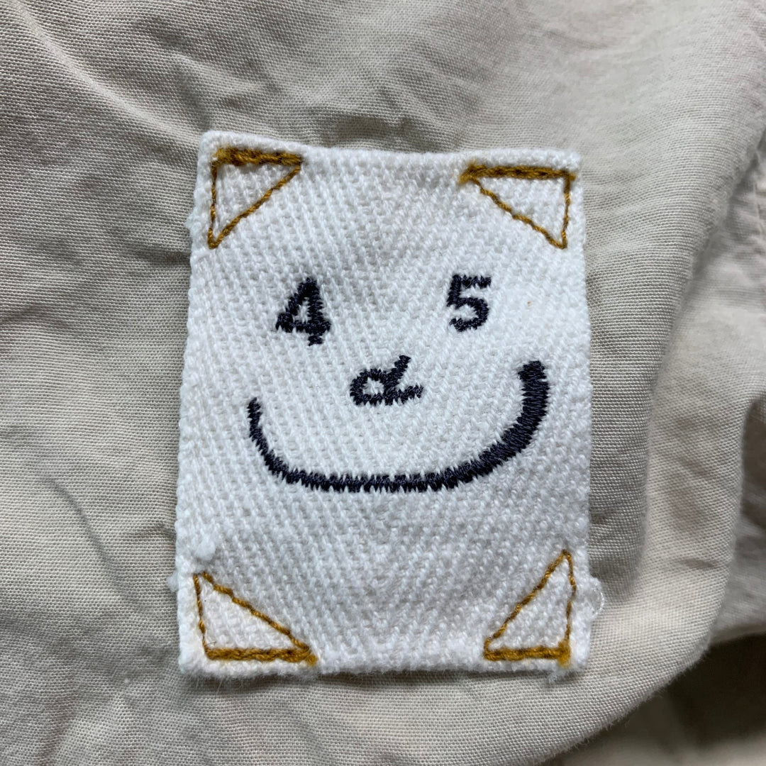 45rpm Size L Khaki Solid Cotton Zip Fly Casual Pants