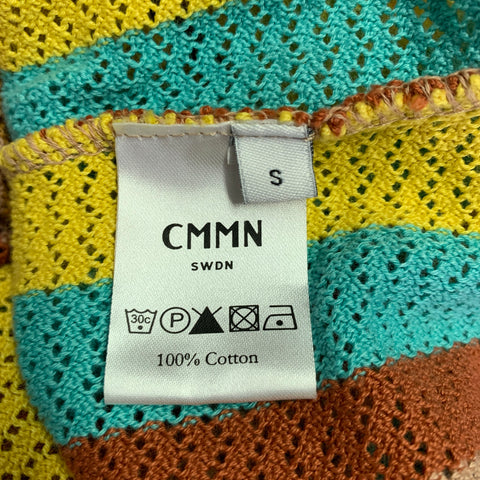 CMMN Size S Multi Color Stripe Cotton Short Sleeve Shirt
