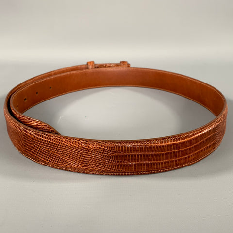 COACH Size 38 Brown Crackled Lizard Belt