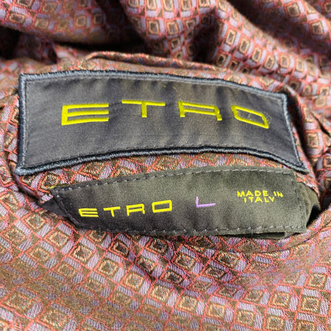 ETRO Size L Blue Black Multi Color Polyester Reversible Jacket