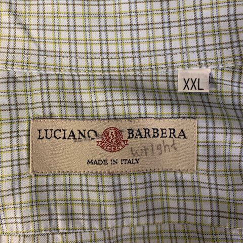LUCIANO BARBERA Size XXL Blue Green & Yellow Gingham Cotton Long Sleeve Shirt