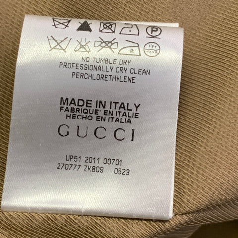 GUCCI Size 4 Tan Gold Wool Cashmere Blend Twill Safari Jacket Blazer