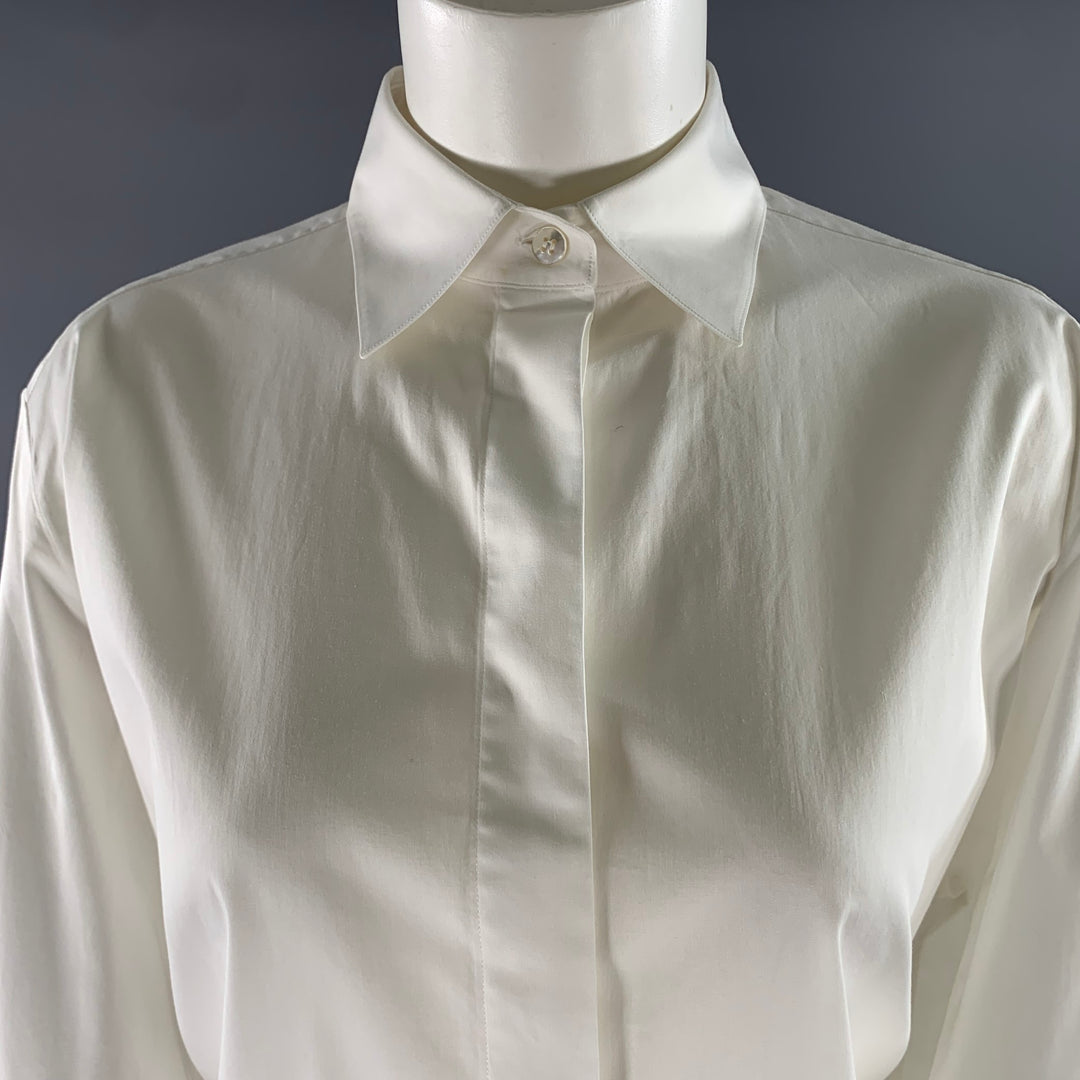 THE ROW Size S White Cotton Blend Shirt