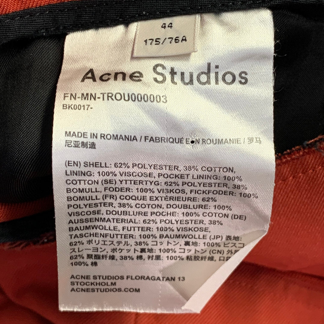 ACNE STUDIOS Size 34 Brick Polyester Cotton Twill Notch Lapel Wide Leg Suit