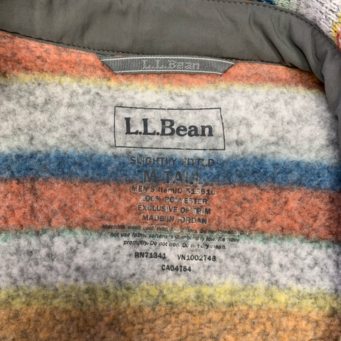 L.L.BEAN Size M Orange Multi-Color Polyester Snaps Long Sleeve Shirt
