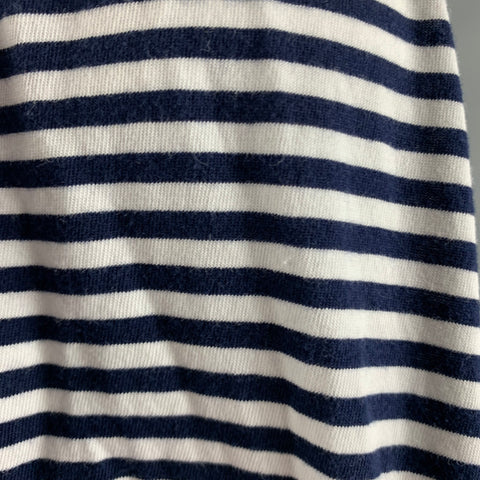 RALPH LAUREN Taille XL Polo à manches courtes en coton à rayures blanches marine