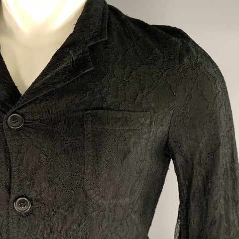 COMME des GARCONS Size XS Black Lace Notch Lapel Jacket