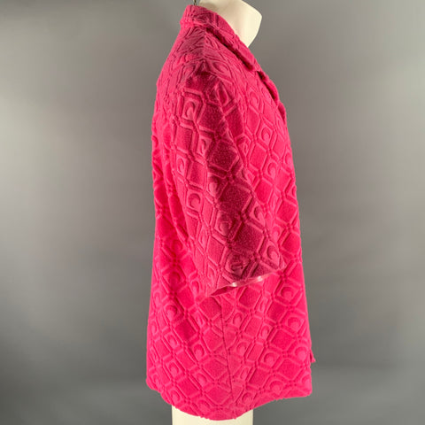 MARINE SERRE Size L Pink Terry Cotton Blend Camp Short Sleeve Shirt