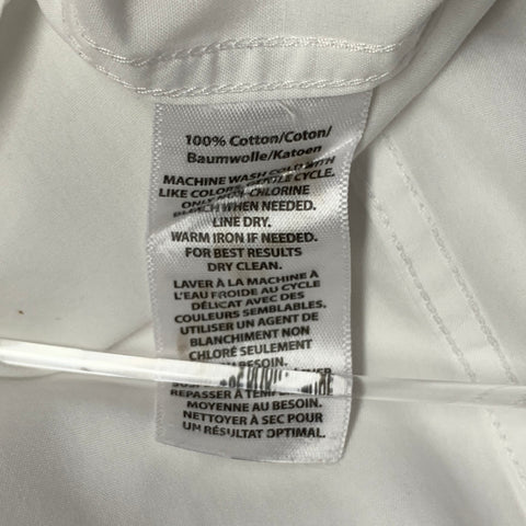 SAKS FIFTH AVENUE Chemise à manches longues, coupe cintrée, en coton blanc, col étalé, Taille XXXL