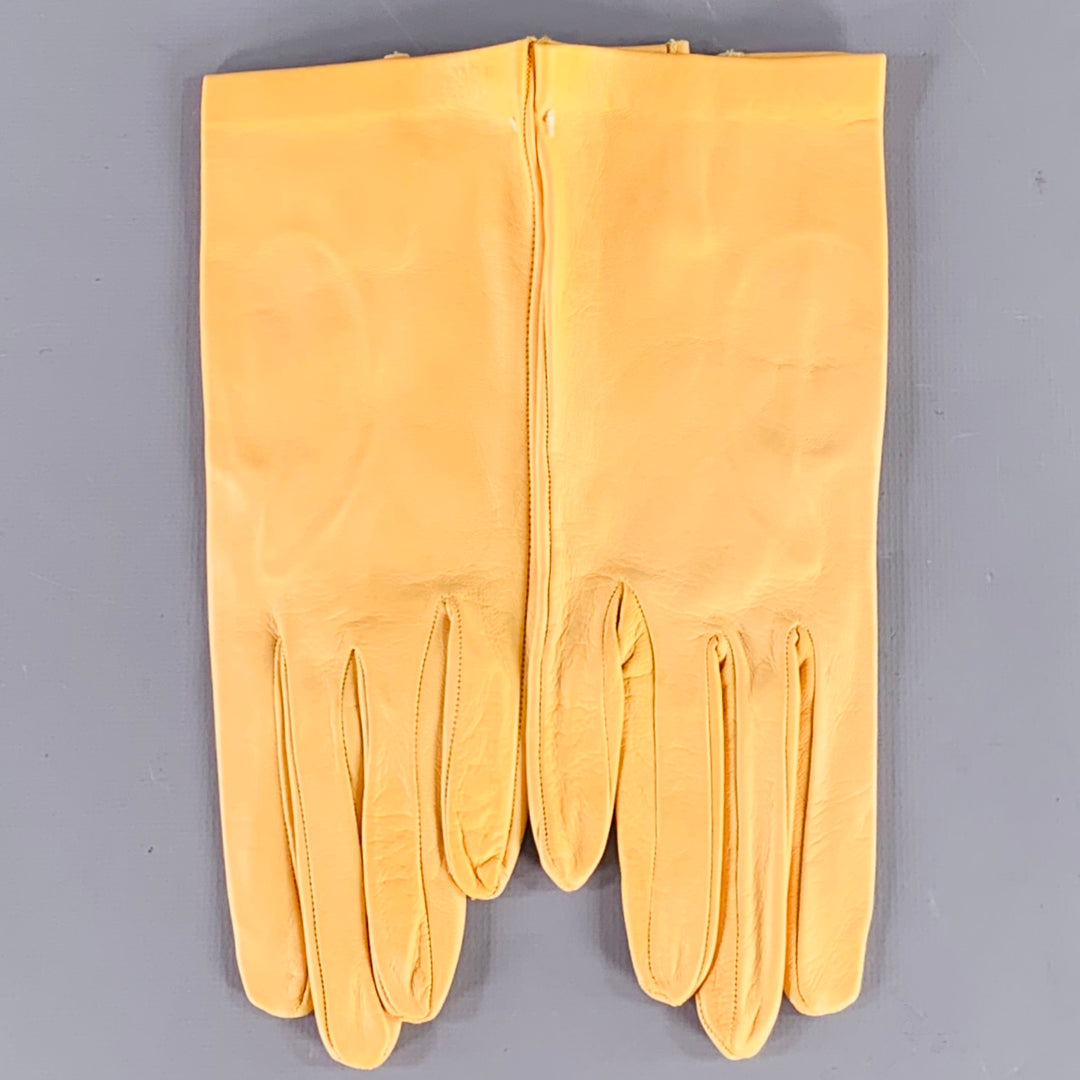 VINTAGE Size 6.5 Yellow Leather Gloves