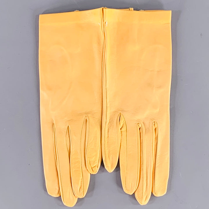 VINTAGE Size 6.5 Yellow Leather Gloves