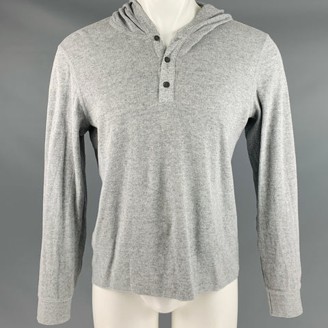 VINCE Sudadera con capucha de mezcla de algodón texturizado gris talla S