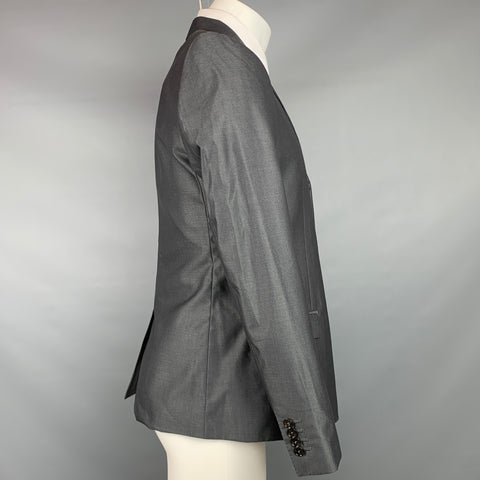 DOLCE & GABBANA Size 38 Grey Charcoal Wool Silk Peak Lapel Sport Coat